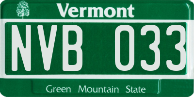 VT license plate NVB033
