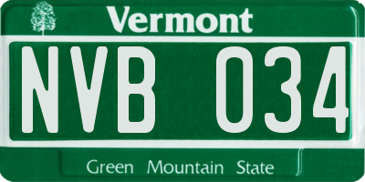 VT license plate NVB034