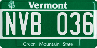VT license plate NVB036