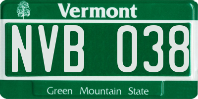 VT license plate NVB038