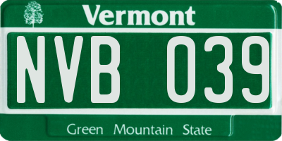VT license plate NVB039