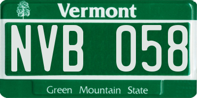 VT license plate NVB058
