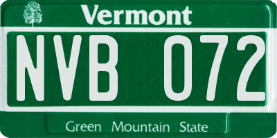 VT license plate NVB072