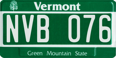 VT license plate NVB076