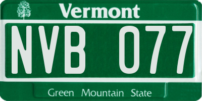 VT license plate NVB077