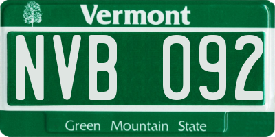 VT license plate NVB092