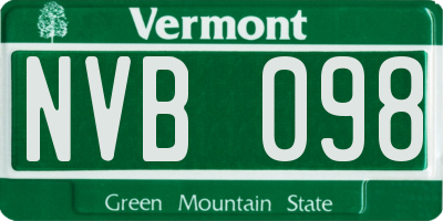VT license plate NVB098