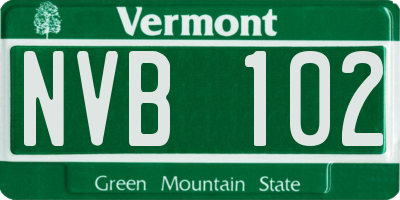 VT license plate NVB102