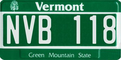 VT license plate NVB118