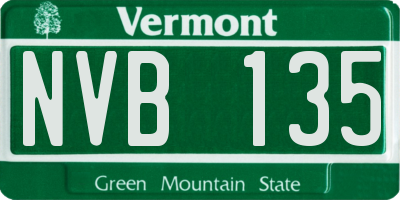 VT license plate NVB135
