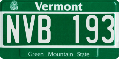 VT license plate NVB193