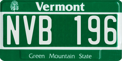 VT license plate NVB196