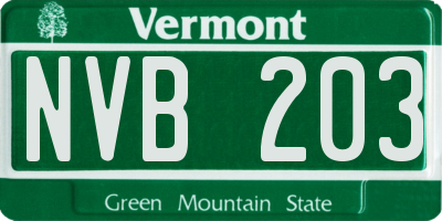 VT license plate NVB203