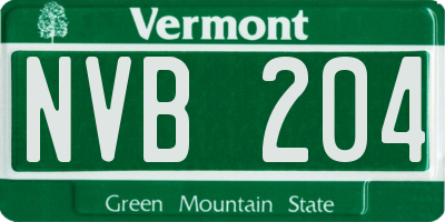 VT license plate NVB204