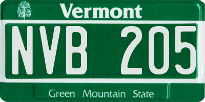 VT license plate NVB205