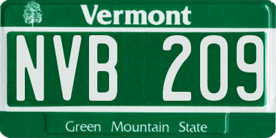 VT license plate NVB209