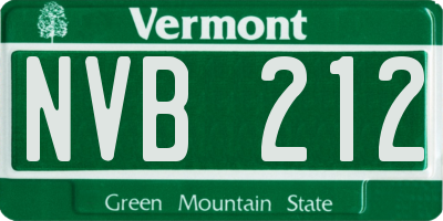 VT license plate NVB212
