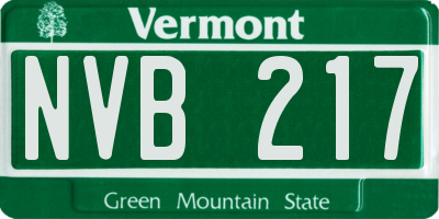 VT license plate NVB217