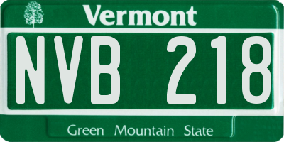 VT license plate NVB218