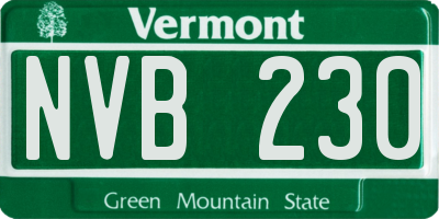 VT license plate NVB230
