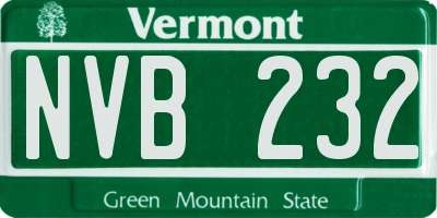 VT license plate NVB232