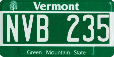 VT license plate NVB235