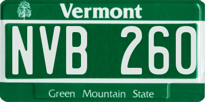 VT license plate NVB260