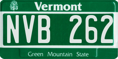VT license plate NVB262