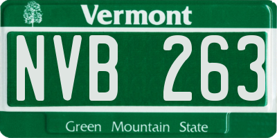VT license plate NVB263