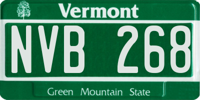 VT license plate NVB268
