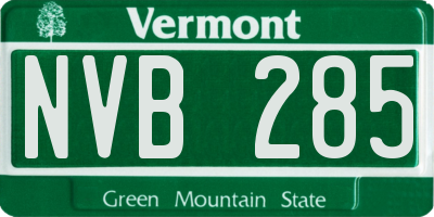VT license plate NVB285