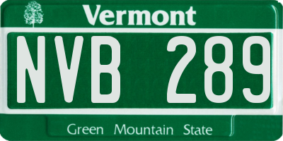 VT license plate NVB289