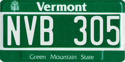 VT license plate NVB305