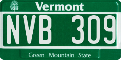 VT license plate NVB309