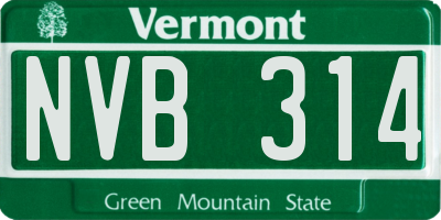 VT license plate NVB314