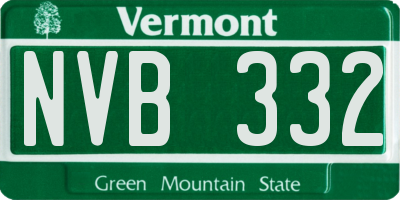 VT license plate NVB332