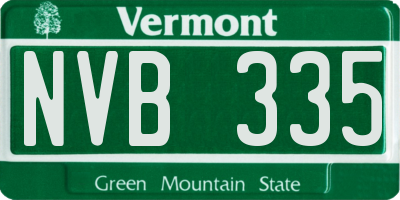 VT license plate NVB335