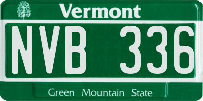 VT license plate NVB336