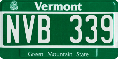VT license plate NVB339