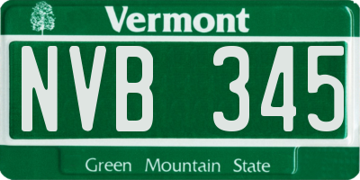 VT license plate NVB345