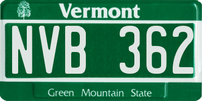 VT license plate NVB362