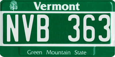 VT license plate NVB363