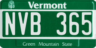 VT license plate NVB365