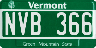VT license plate NVB366