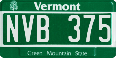 VT license plate NVB375