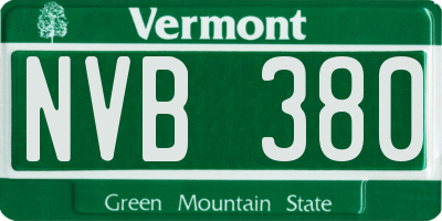 VT license plate NVB380