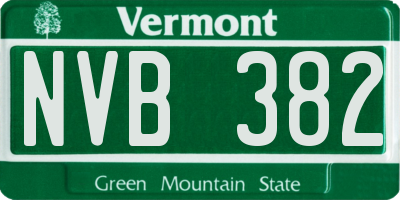 VT license plate NVB382