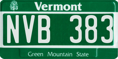 VT license plate NVB383