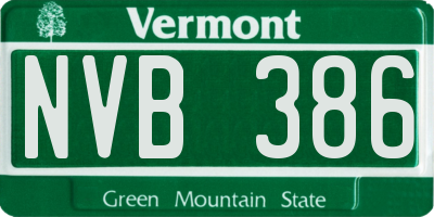 VT license plate NVB386