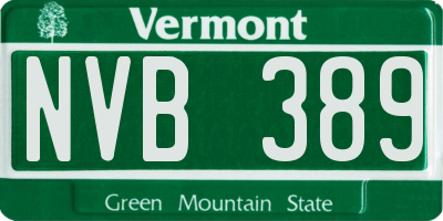 VT license plate NVB389